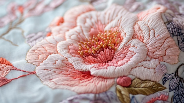 Detaliu broderie cu model floral